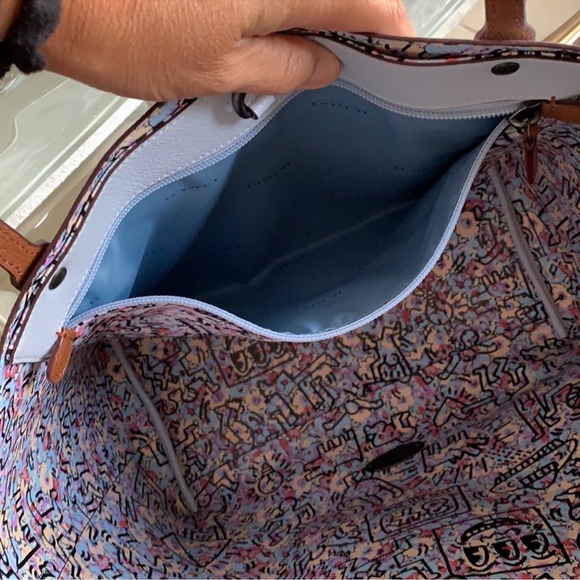 Coach Keith Haring Ice Blue Tote Bag with Pink Sequin Heart New Bag Never Used - Picture 8 of 11